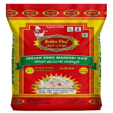 Golden Chef Sonamasoori Rice, 10Lbs, 8 Pieces Per Carton
